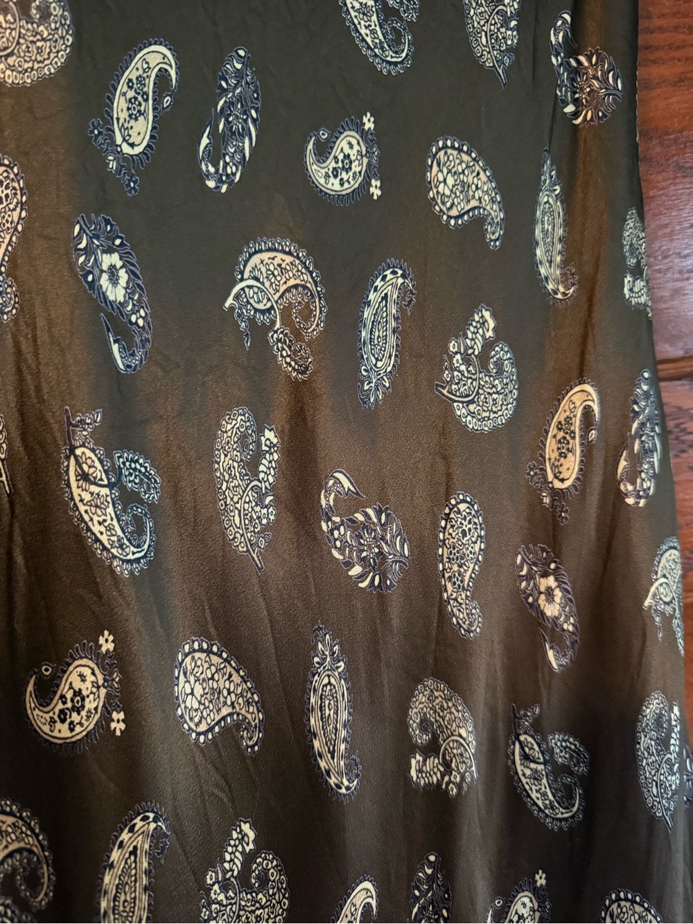 VINTAGE Paisley Maxi Slip Dress Boho Statement Bias Cut Flowy Spaghetti Strap L - Picture 4 of 10